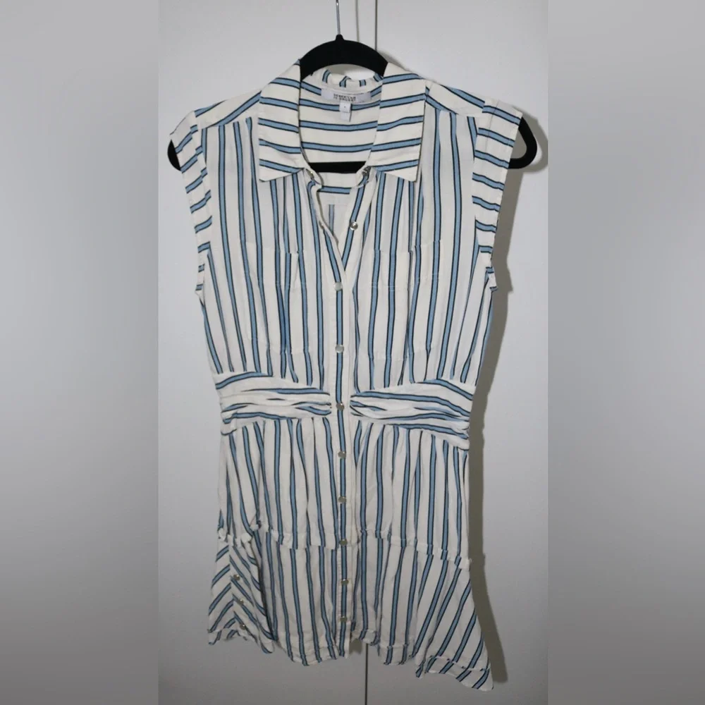 Derek Lam 10 Crosby Striped Tie Waist Shirt Dress Size 8 - Picture 5 of 10
